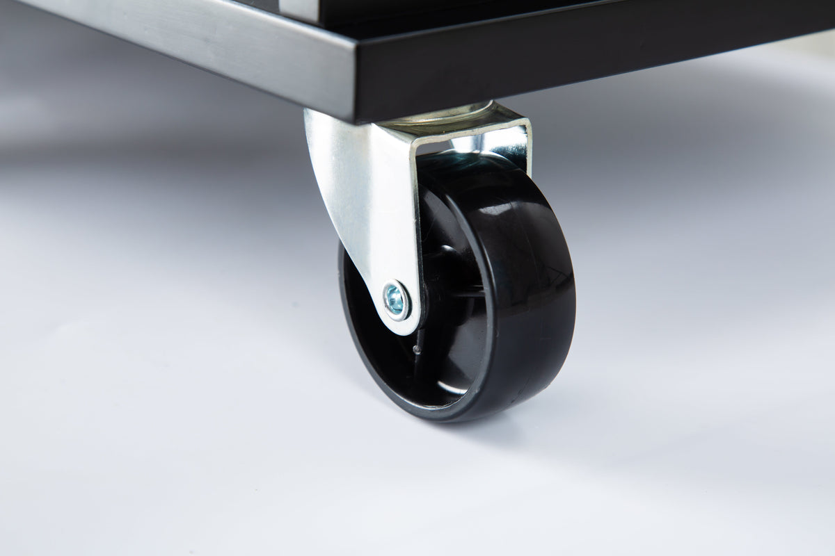 Mobile Kitchen Island Cart with Extensible Rubber Wood Top - Black-Bee