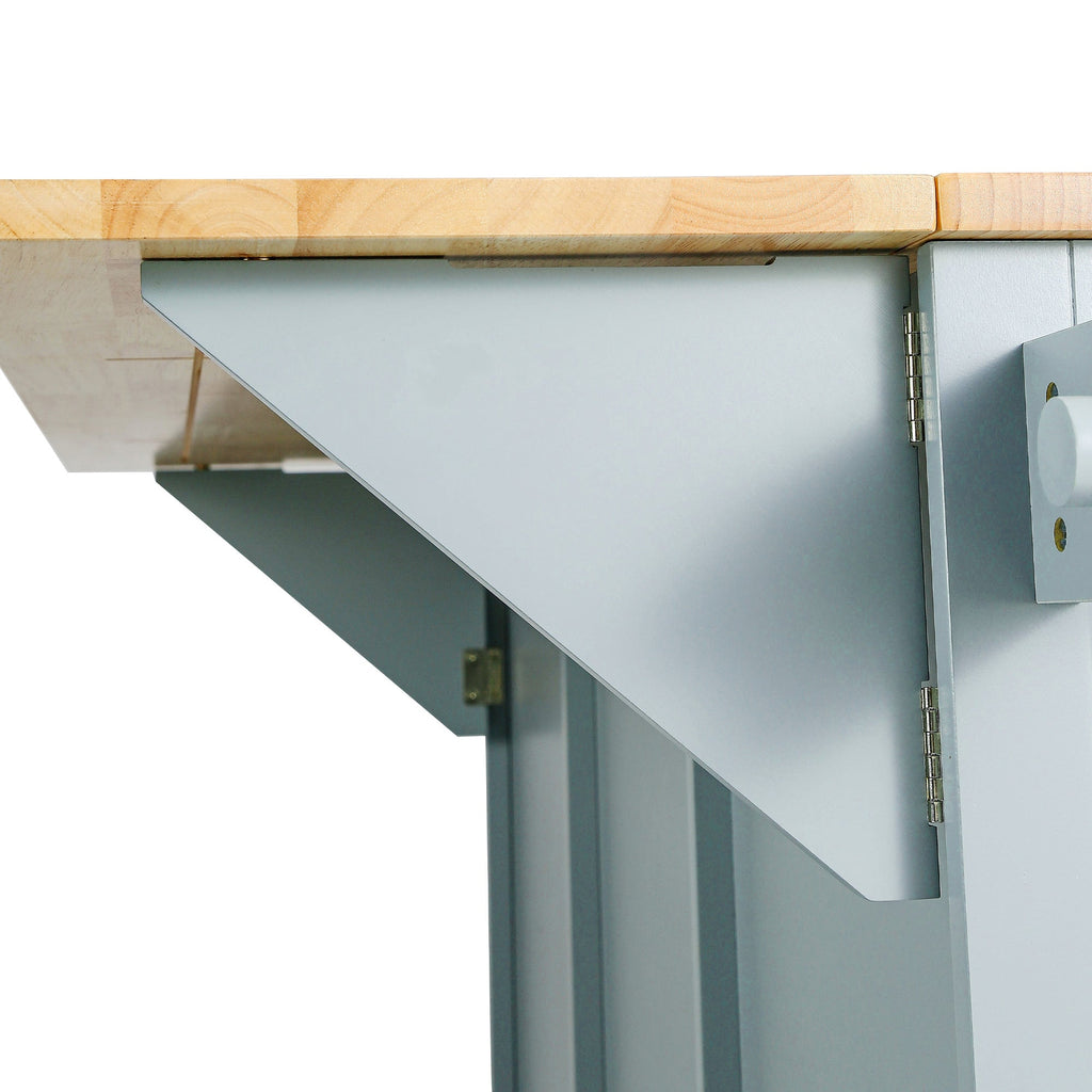Kitchen Cart with Rubberwood Drop-Leaf Countertop - Blue or White