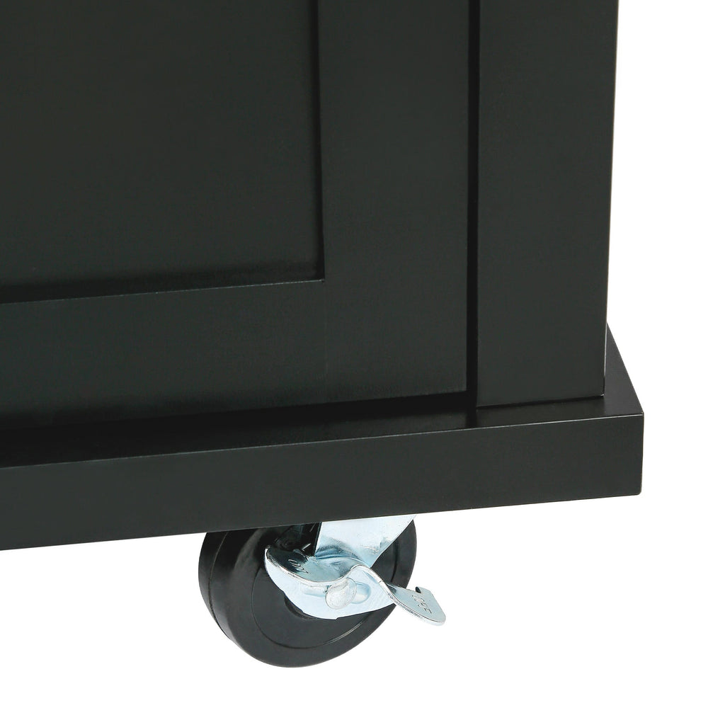 Rubber Wood Drop-Leaf Kitchen Cart with Storage