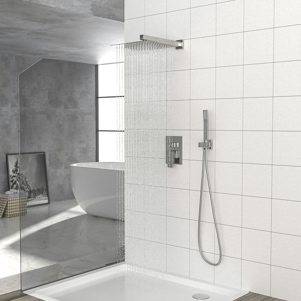 Dual Shower Head - 12 Inch Wall Mounted Square Shower System