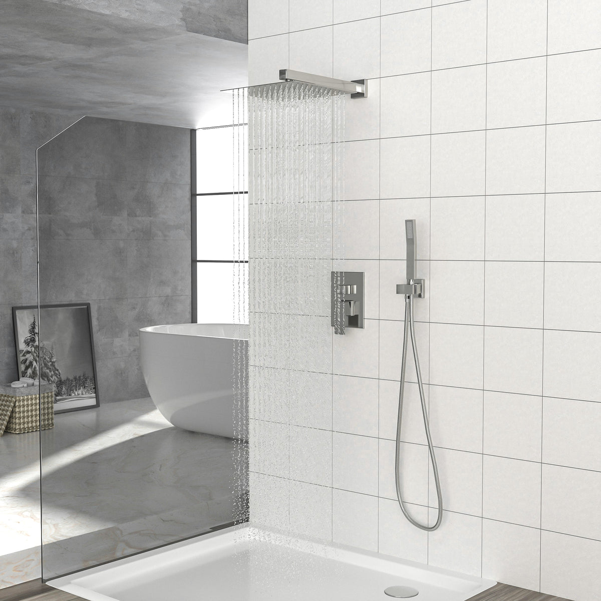 Dual Shower Head - 10 Inch Wall Mounted Square Shower System