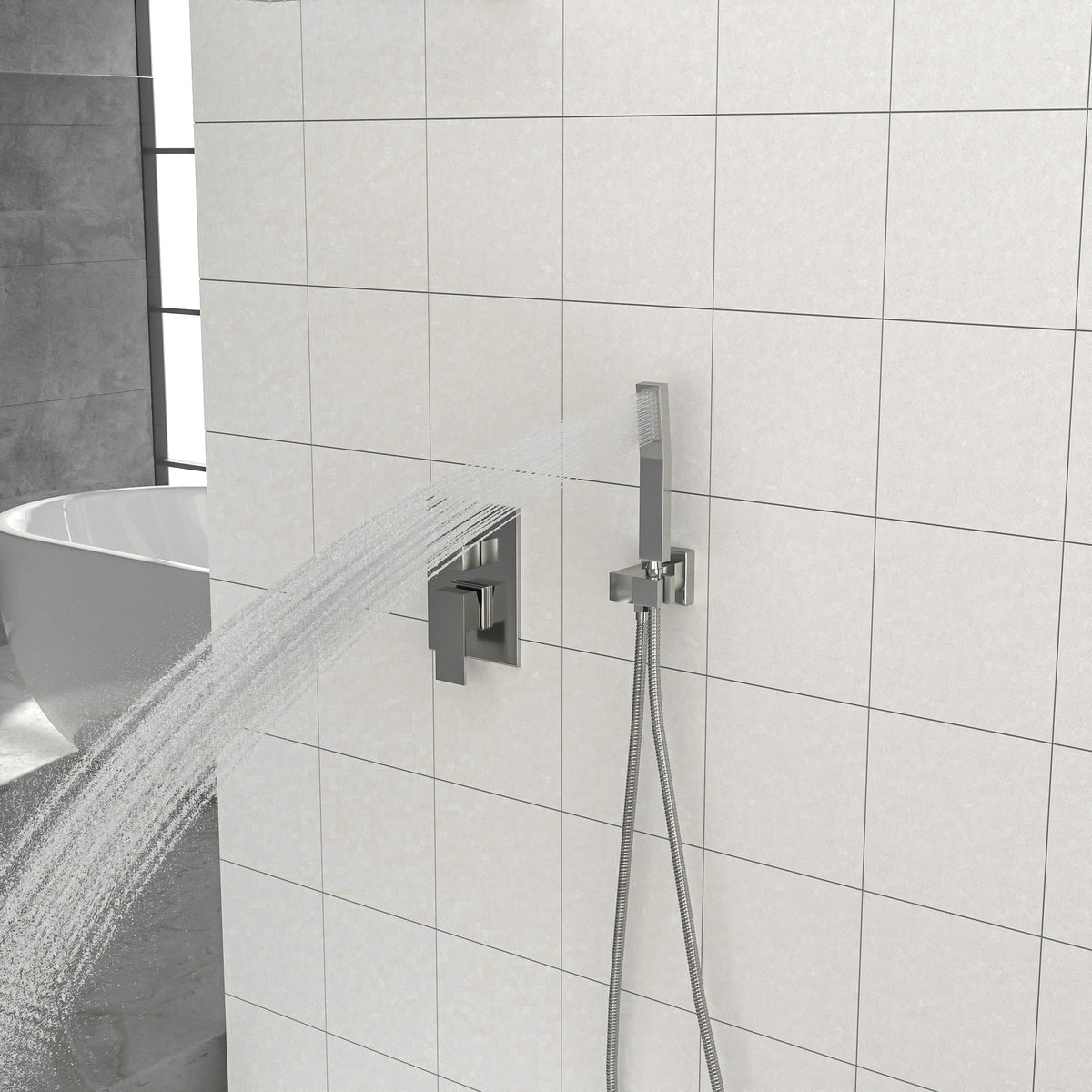Dual Shower Head - 12 Inch Wall Mounted Square Shower System