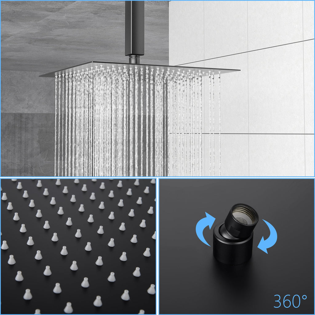 Dual Shower Head - 10 Inch Ceiling Mount Square Shower System