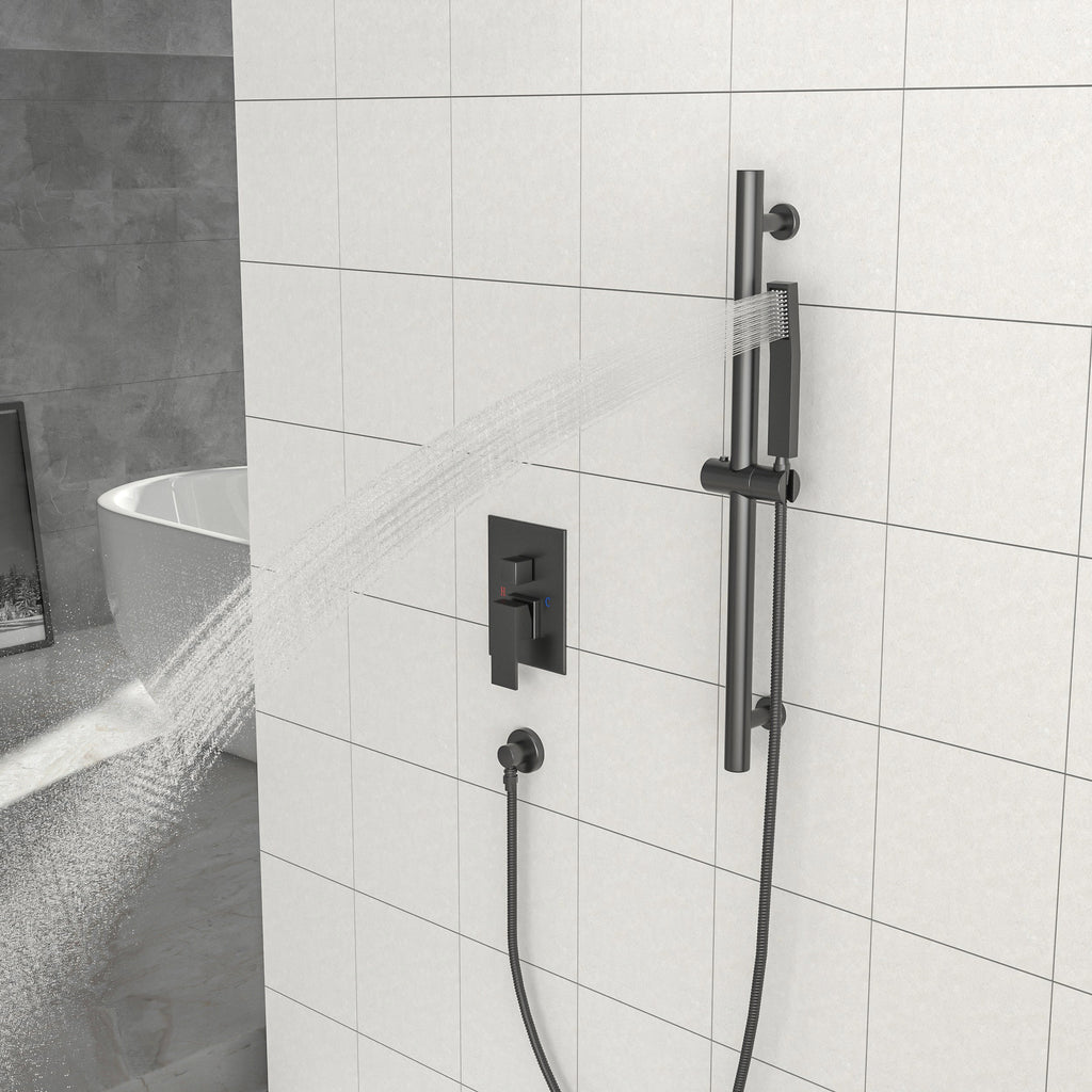 Shower System with Adjustable Slide Bar - Matte Black