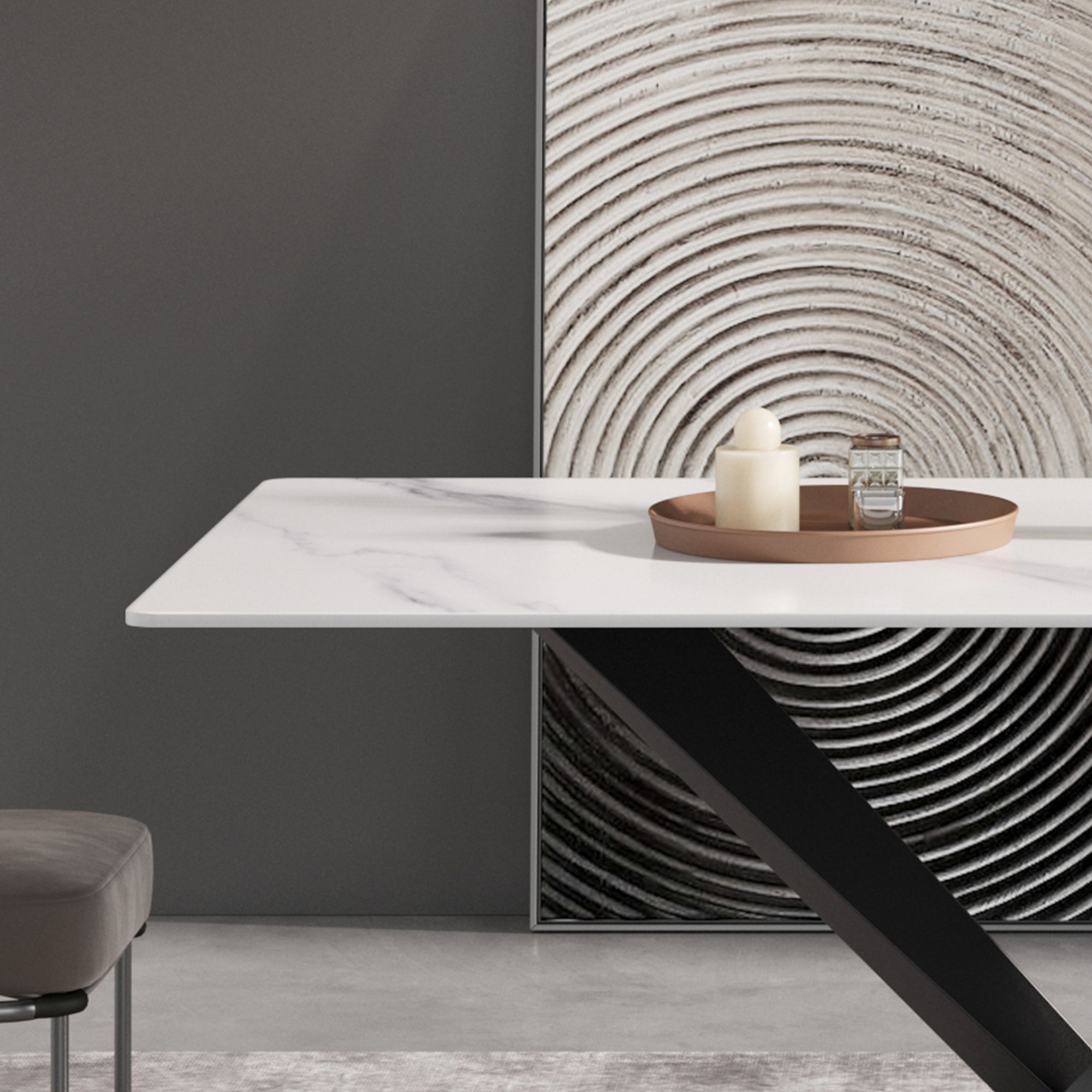 63-Inch Modern Artificial Stone Dining Table
