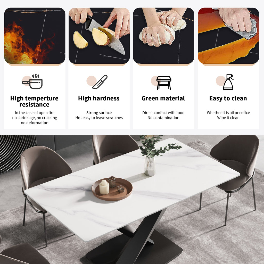 63-Inch Modern Artificial Stone Dining Table