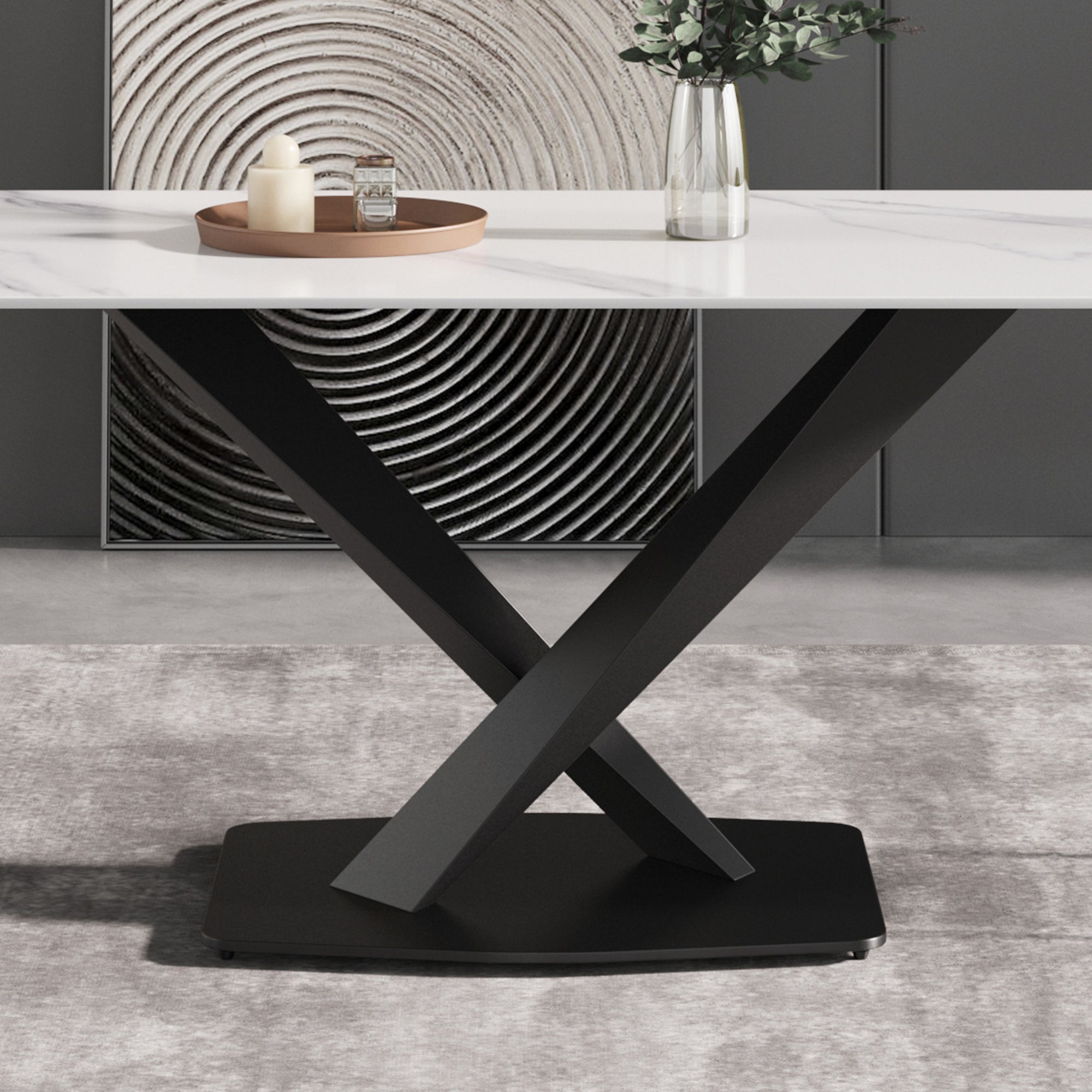 63-Inch Modern Artificial Stone Dining Table