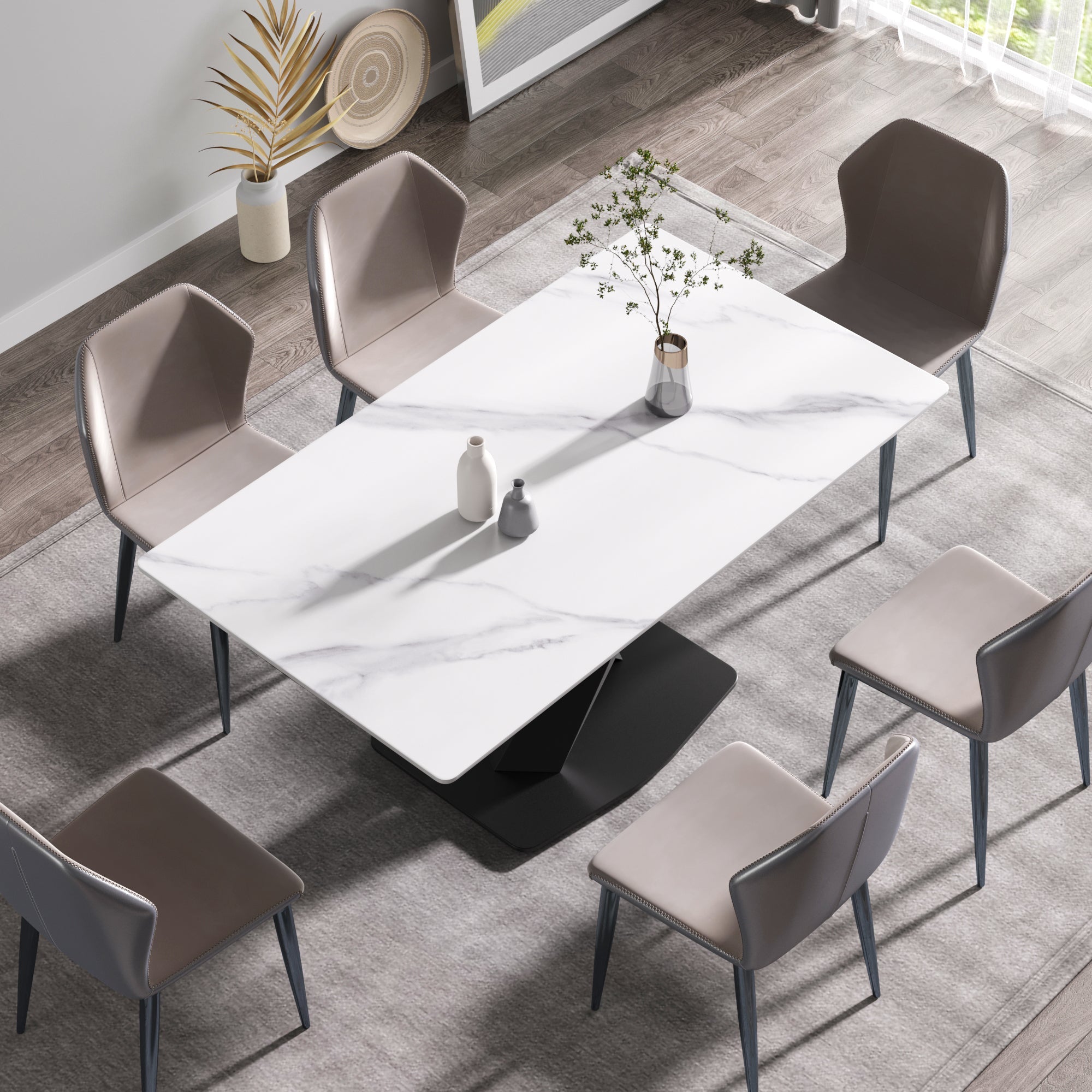 63-Inch Modern Artificial Stone Dining Table