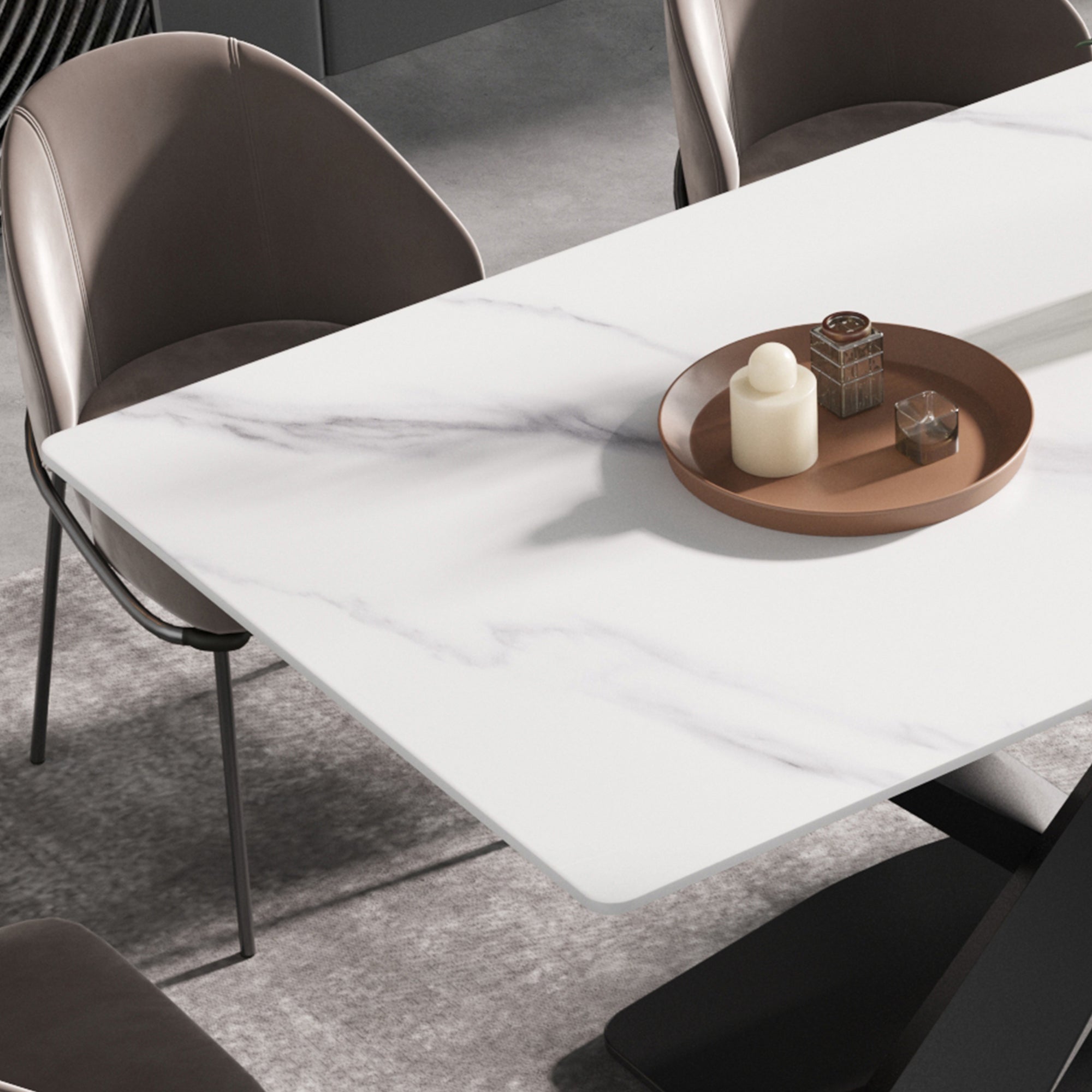 63-Inch Modern Artificial Stone Dining Table