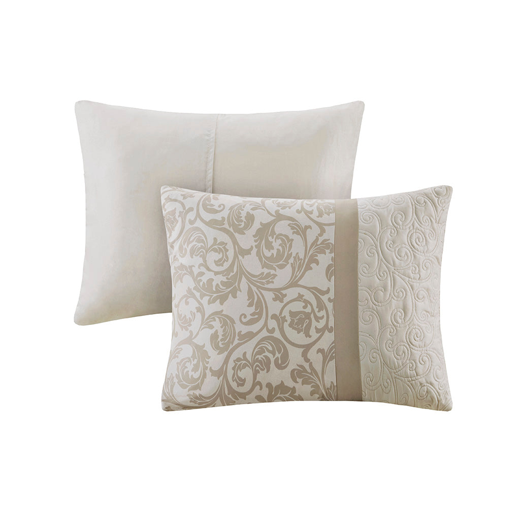 Embroidered 8 Piece Comforter Set - Neutral Queen