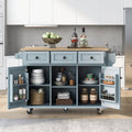 Kitchen Cart with Rubberwood Drop-Leaf Countertop - Blue or White