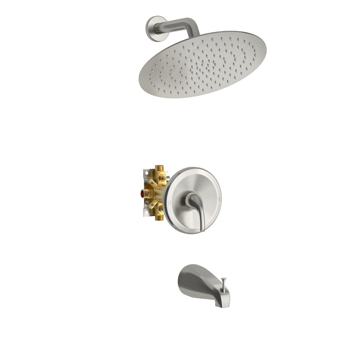 10" Round Rain Shower Head System with Waterfall Tub Spout