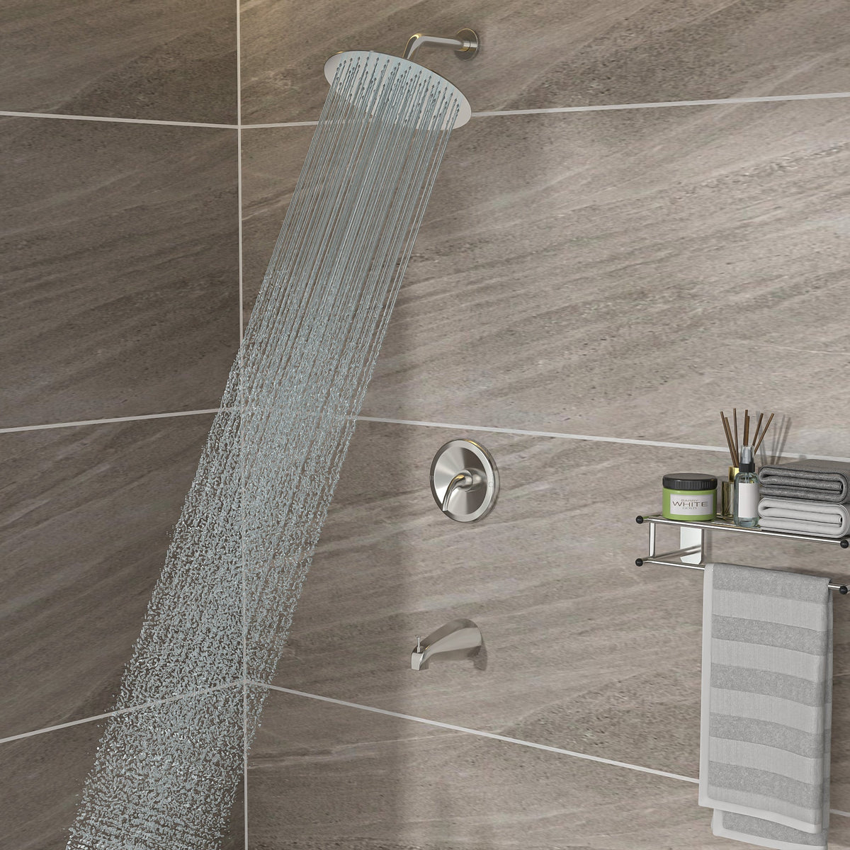 10" Round Rain Shower Head System with Waterfall Tub Spout