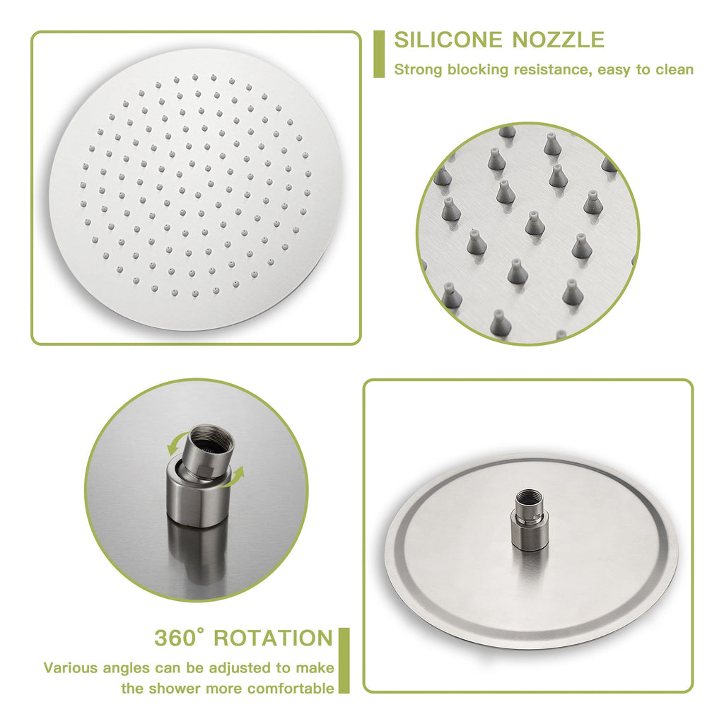 10" Round Rain Shower Head System with Waterfall Tub Spout