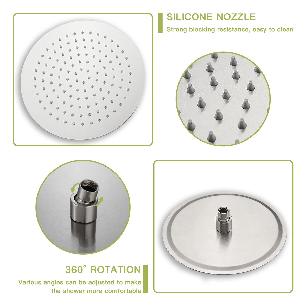 10" Round Rain Shower Head System with Waterfall Tub Spout