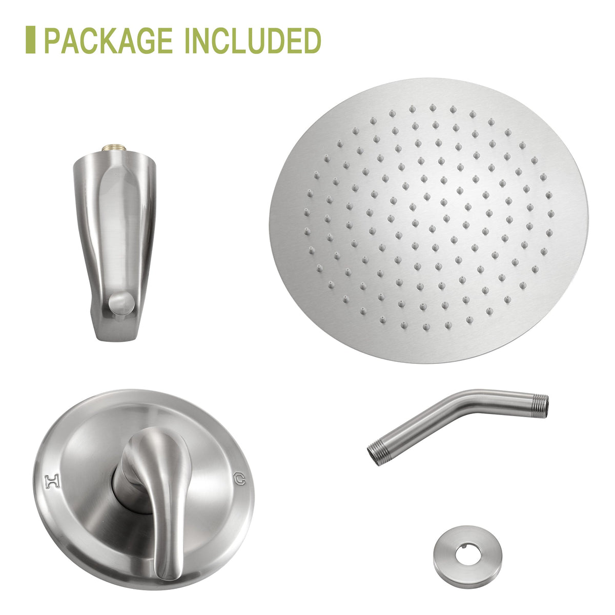 10" Round Rain Shower Head System with Waterfall Tub Spout