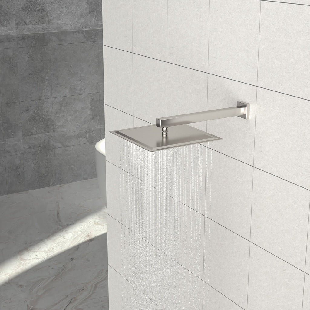 12 Inch Square Brushed Nickel Rain Fixed Shower Head