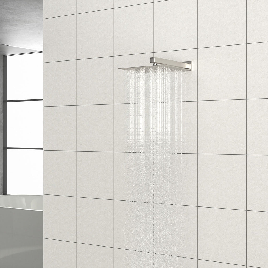 12 Inch Square Brushed Nickel Rain Fixed Shower Head
