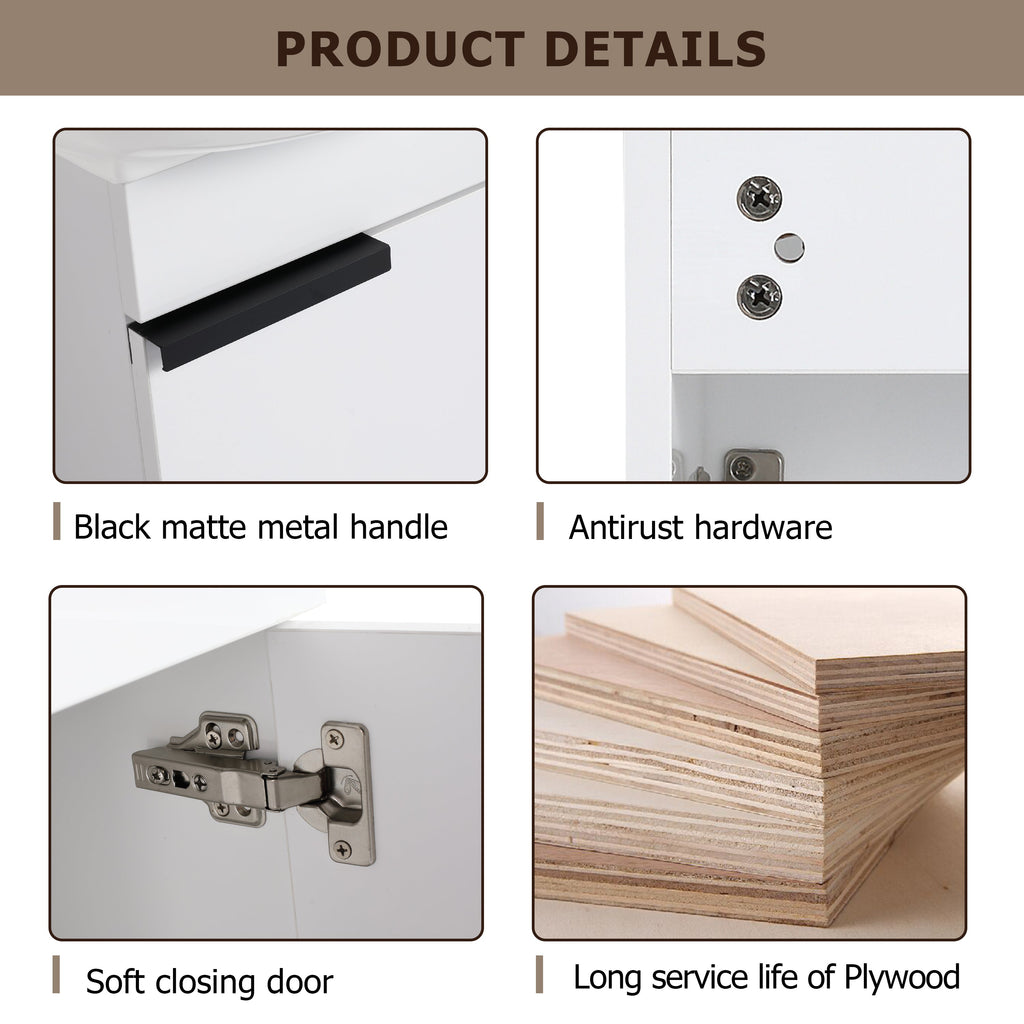 Soft Close Doors Bathroom Vanity With Sink, 16 Inch