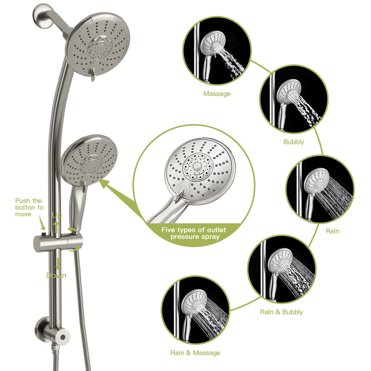 Dual Shower Head Wall Mounted Faucet