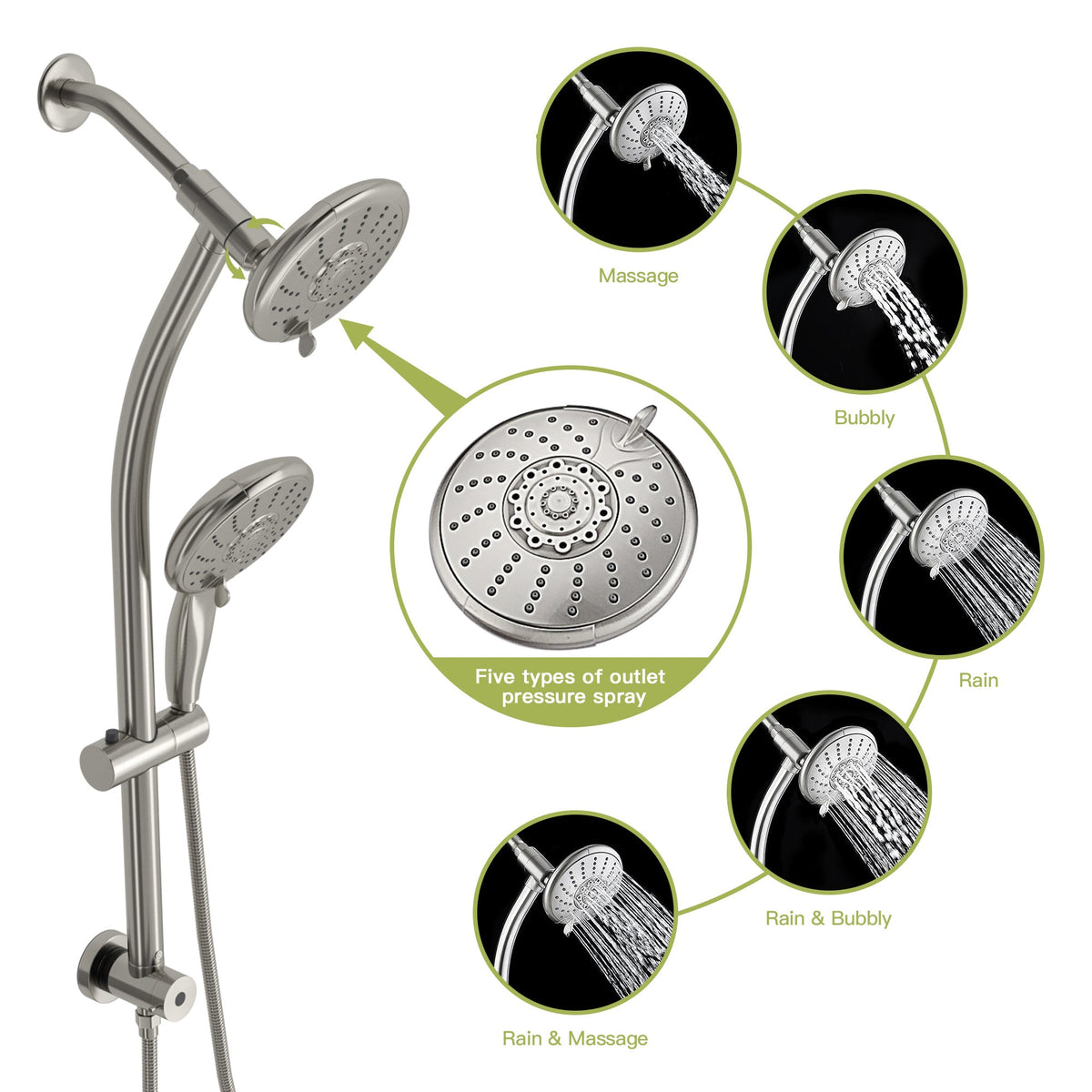 Dual Shower Head Wall Mounted Faucet