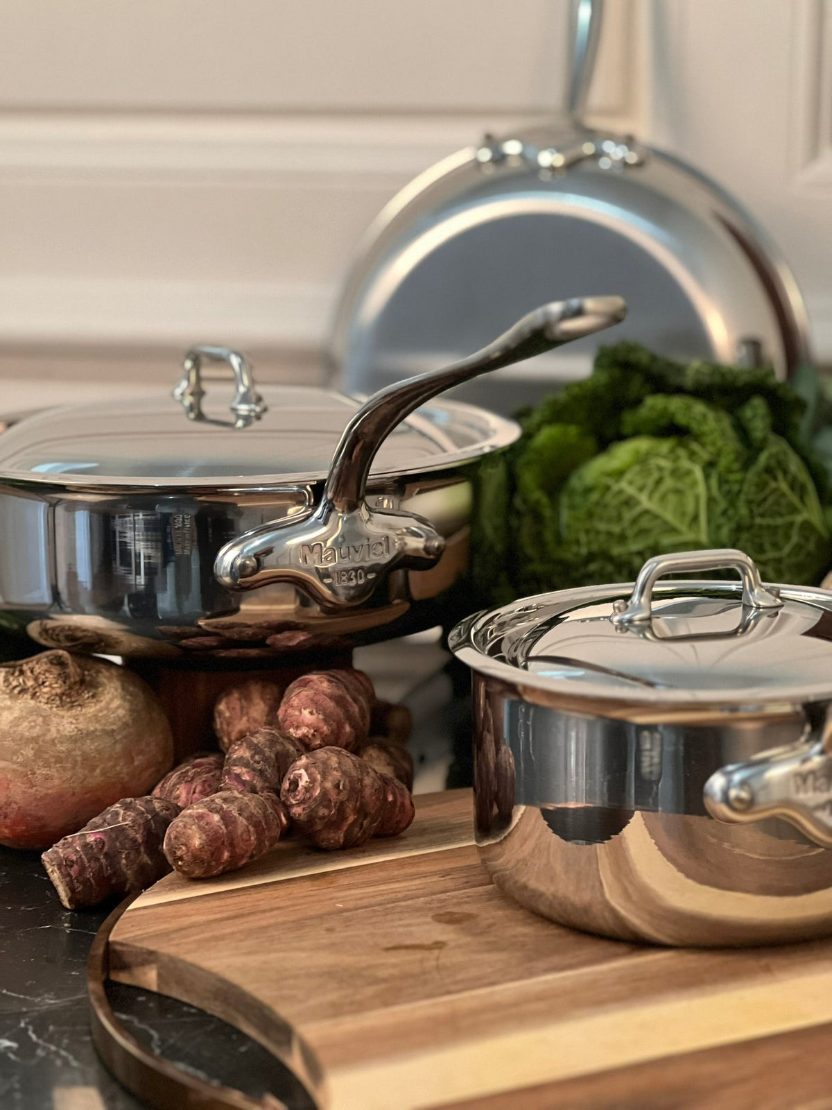 Mauviel 1830 M'COOK 5-Ply Sauté Pan With Lid, Cast Stainless Steel Handle
