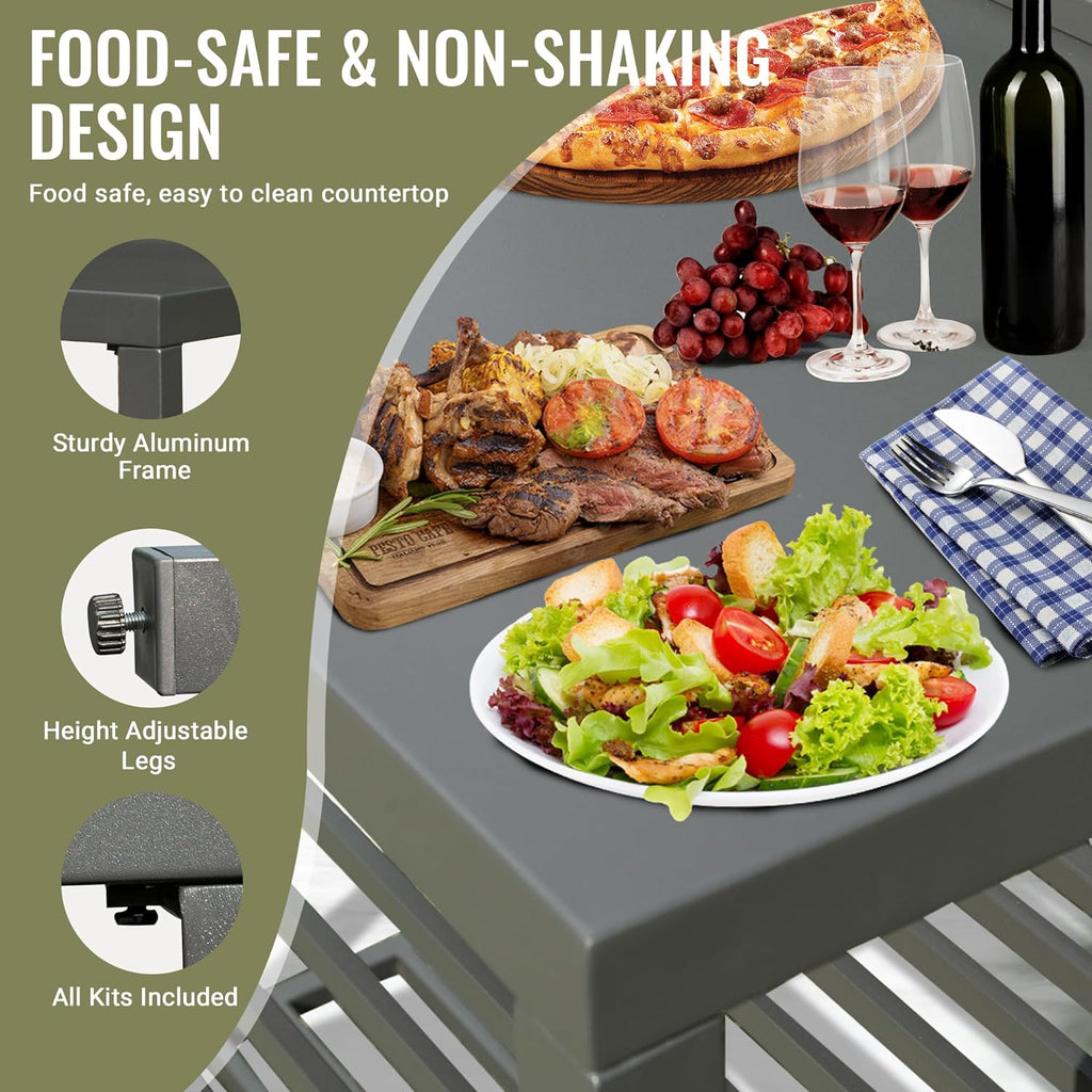 Outdoor Kitchen Island with Storage with Double Storage Racks - Aluminum