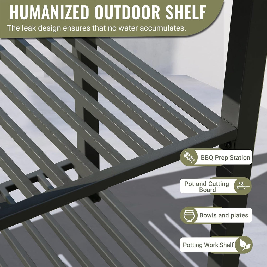 Outdoor Kitchen Island with Storage with Double Storage Racks - Aluminum