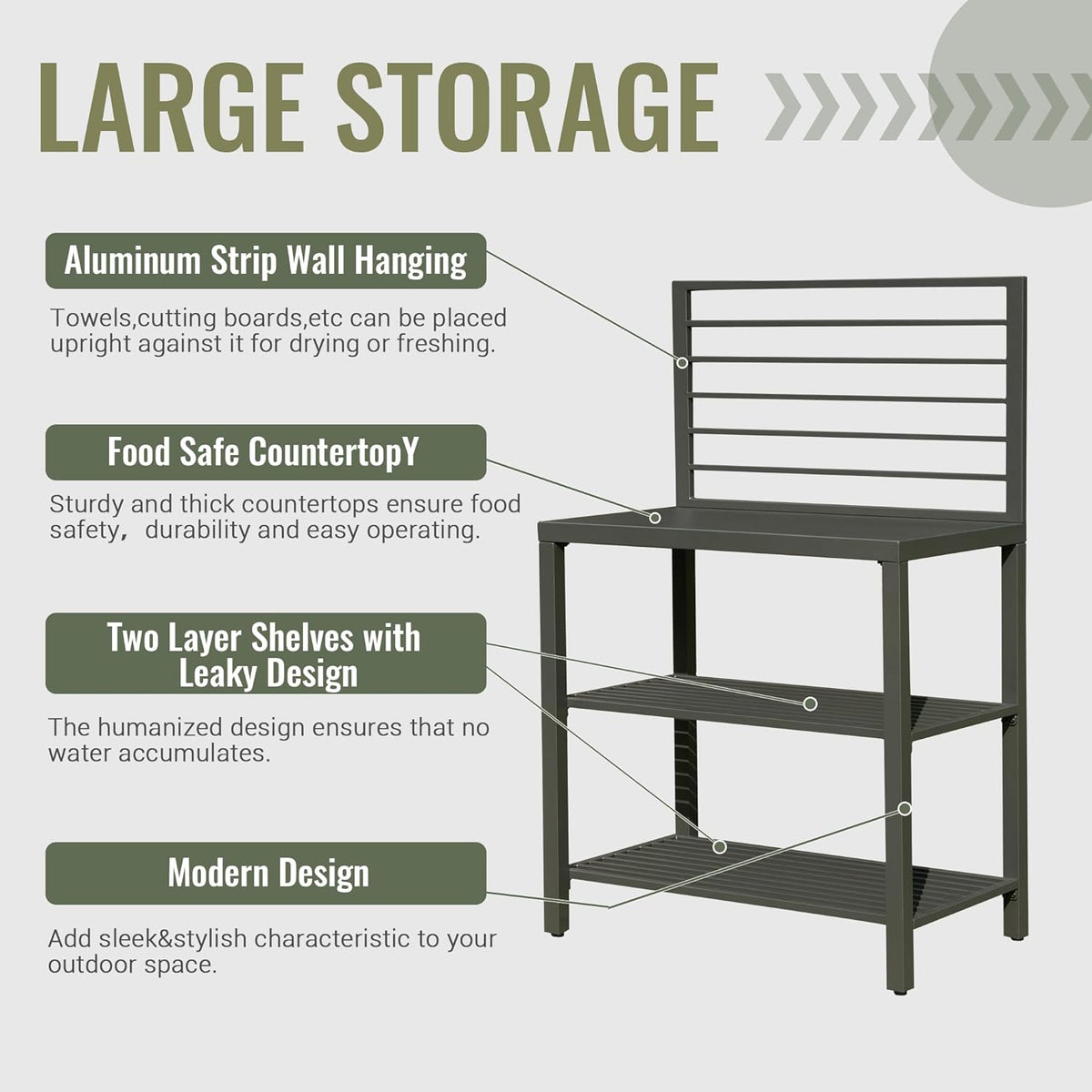 Outdoor Kitchen Island with Storage and Protective Cover - Aluminum