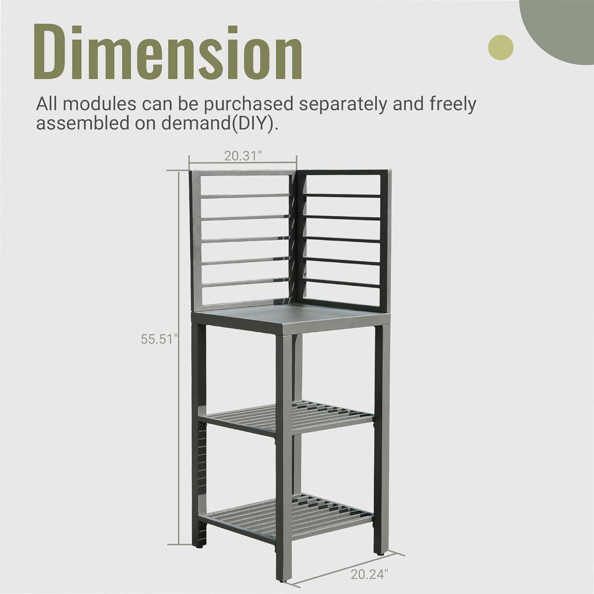Outdoor Kitchen Island with Storage with Double Storage Racks - Aluminum