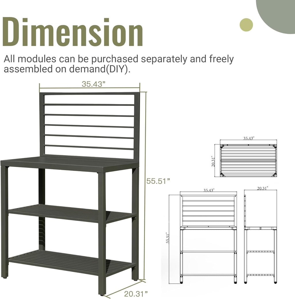 Outdoor Kitchen Island with Storage and Protective Cover - Aluminum