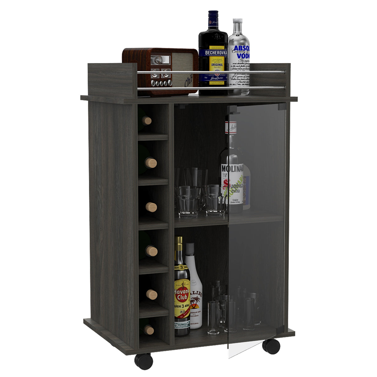 Dukat Bar Cart with Wine Rack - Espresso