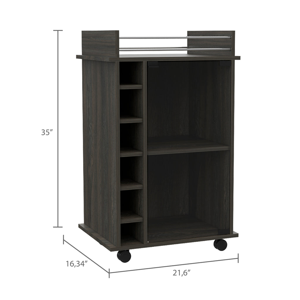 Dukat Bar Cart with Wine Rack - Espresso