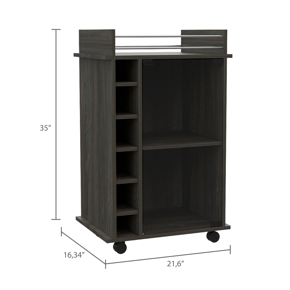 Dukat Bar Cart with Wine Rack - Espresso