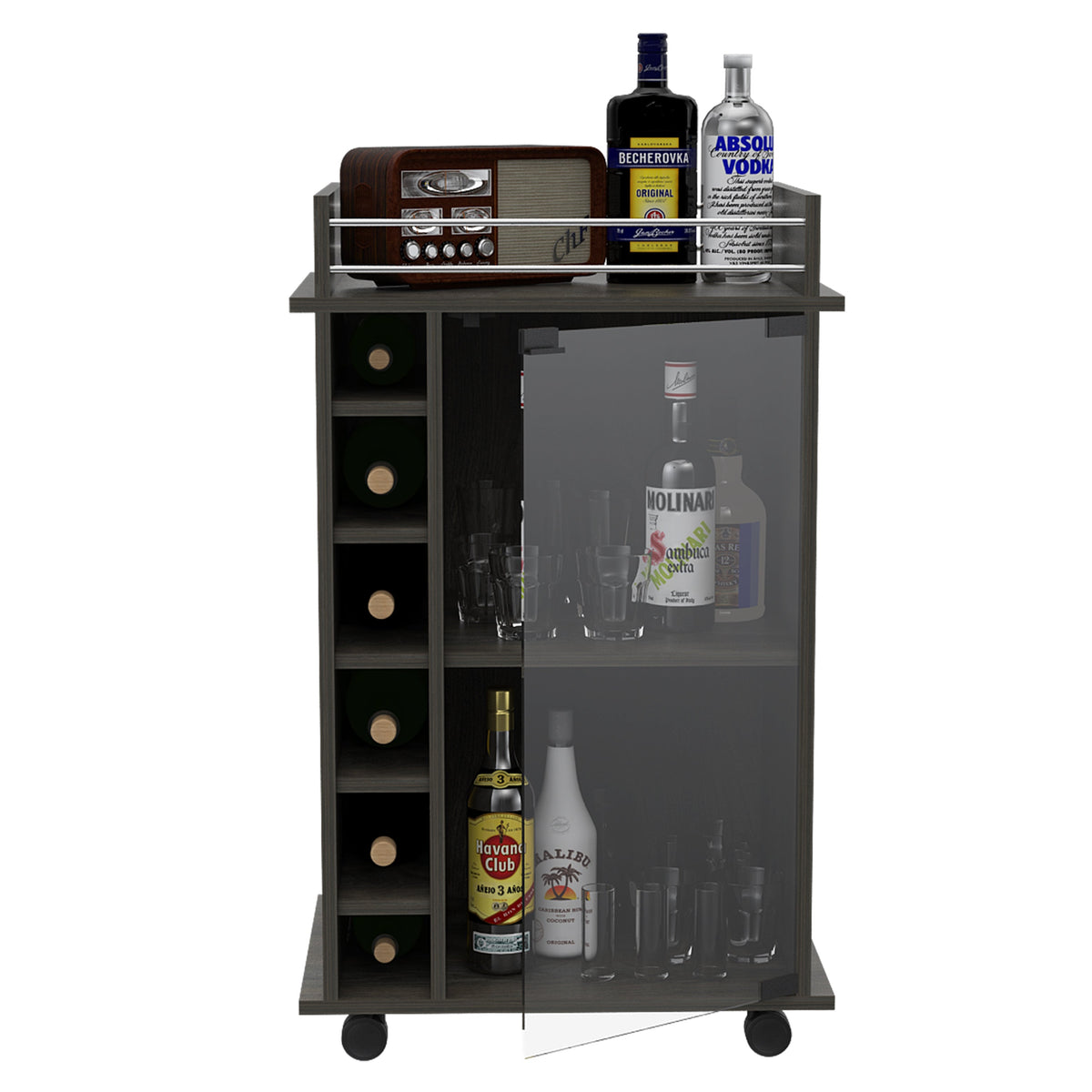 Dukat Bar Cart with Wine Rack - Espresso