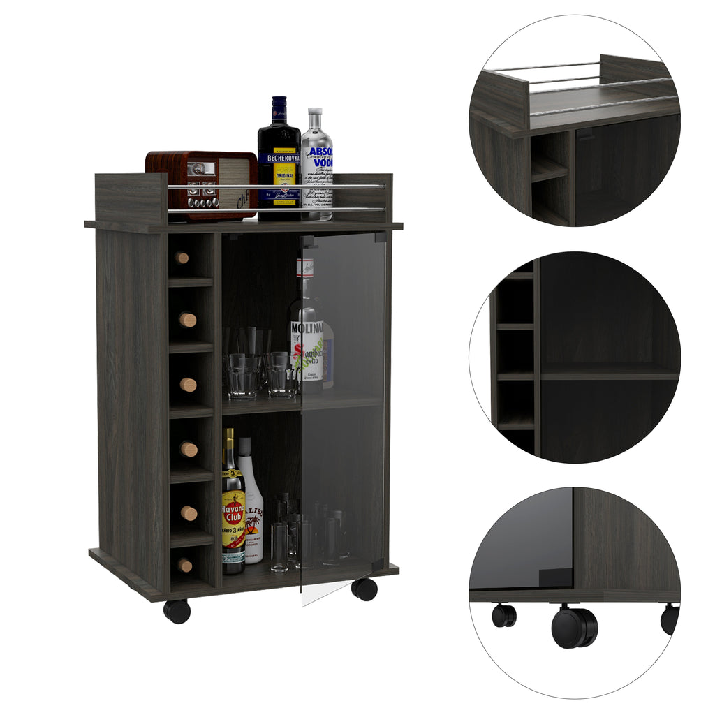 Dukat Bar Cart with Wine Rack - Espresso
