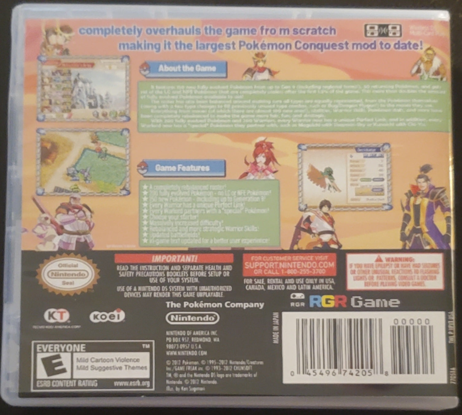 Pokemon Conquest Ultimate NDS Video Game Nintendo DS with Box ROM Hack