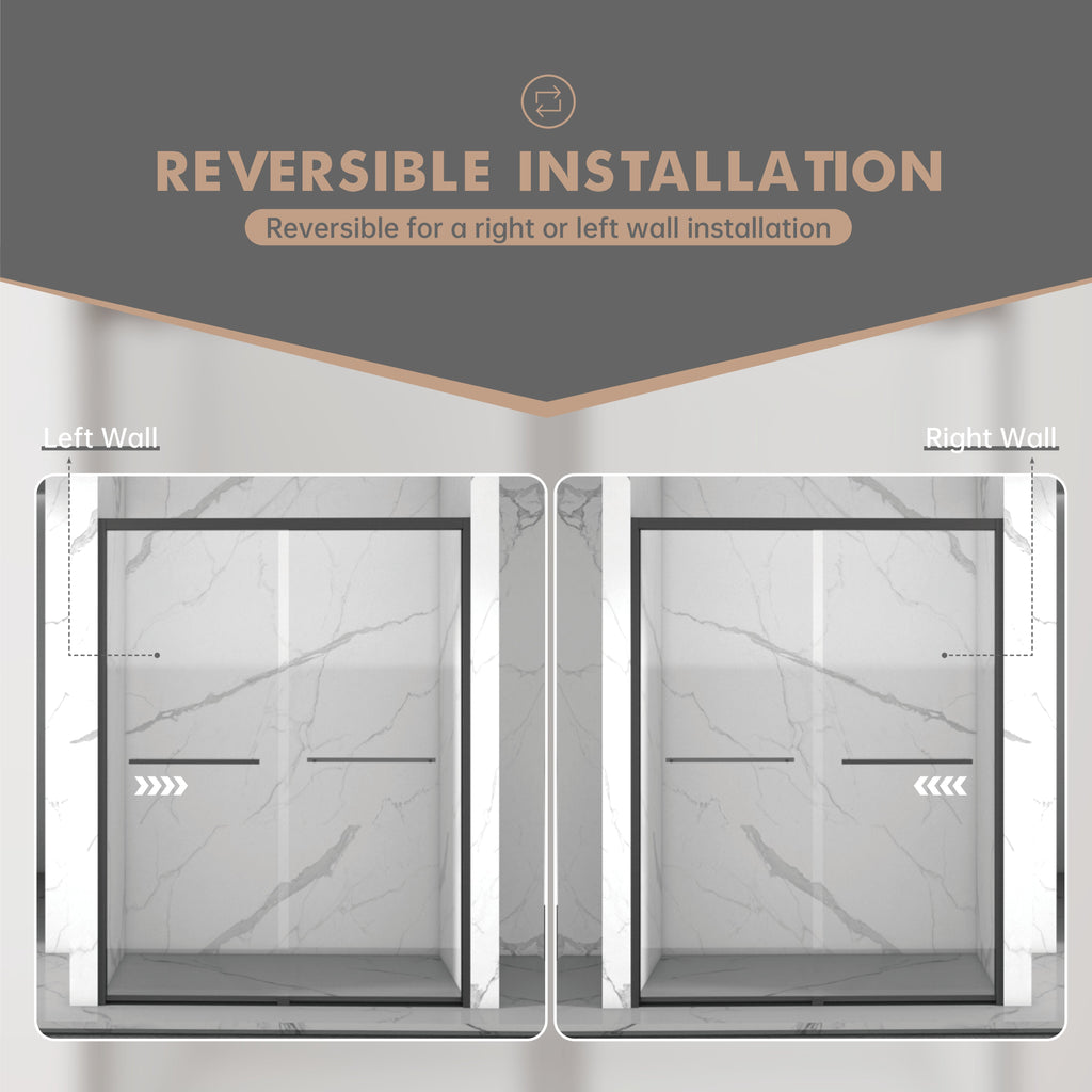 56-60"x70" Aluminum Frame Double Sliding Shower Door