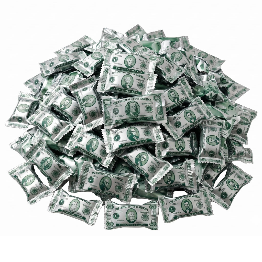 220ct Money Butter Mints – Individually Wrapped Dollar Bill Candy for Casino Night, Money Theme Parties & Party Favors