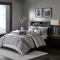 7 Piece Jacquard Comforter Set - Grey/Taupe - Queen