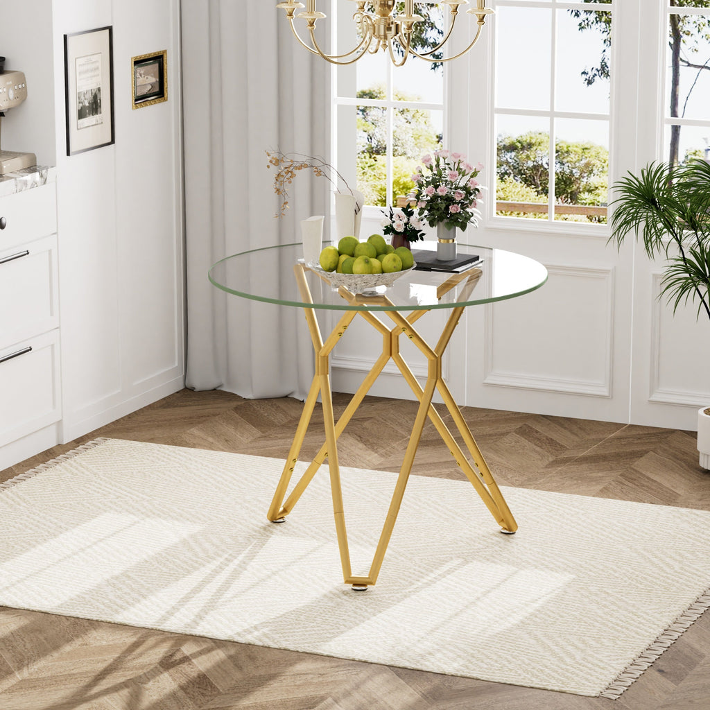 35.4-Inch Round Tempered Glass Dining Table