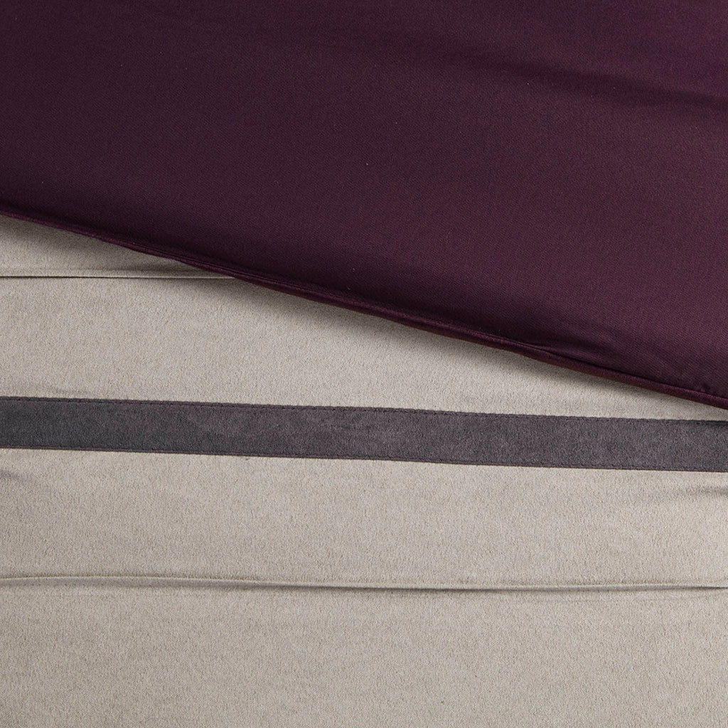 7 PC Pieced Faux Suede Comforter Set Purple King