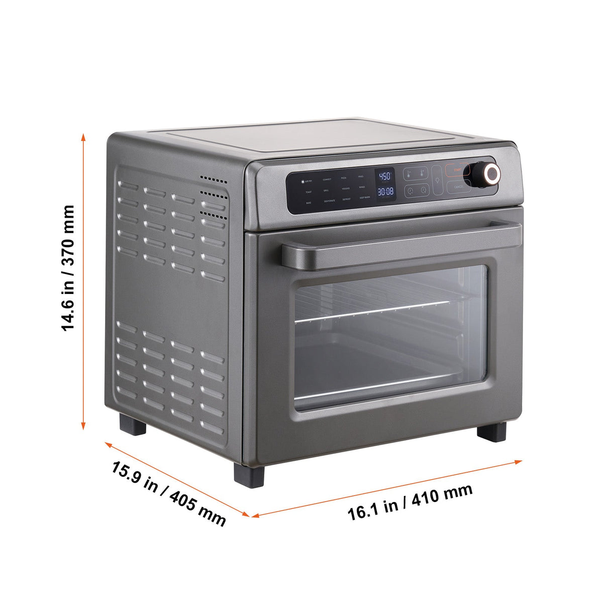 12-in-1 Air Fryer Toaster Oven with 25L Capacity - Stainless Steel Gray