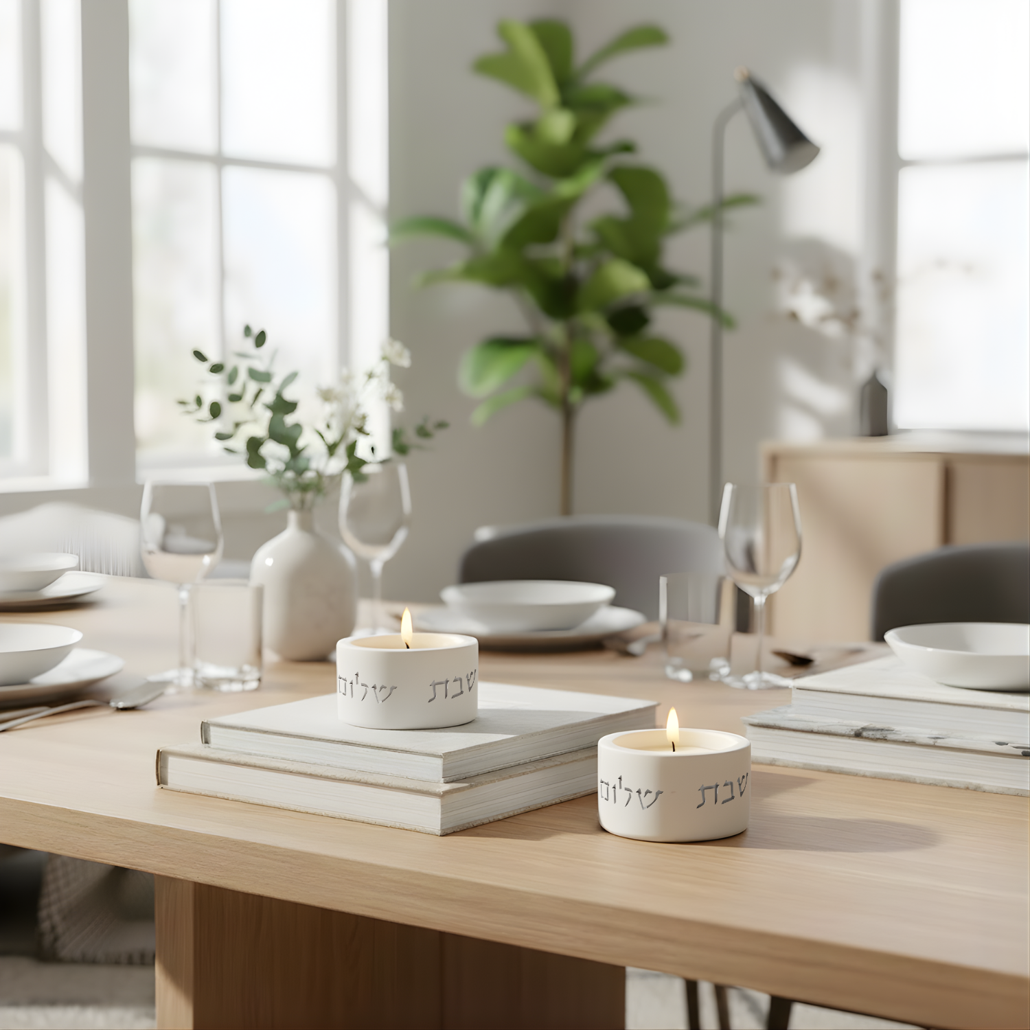 Clean Design Shabbat Candle Holders from Concrete – Flow Series