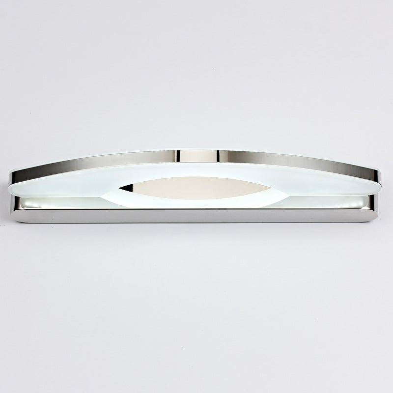 DecorBites™ Modern Style Chrome Arc Vanity Light with Stainless Steel LED Wall Sconce and Acrylic Diffuser