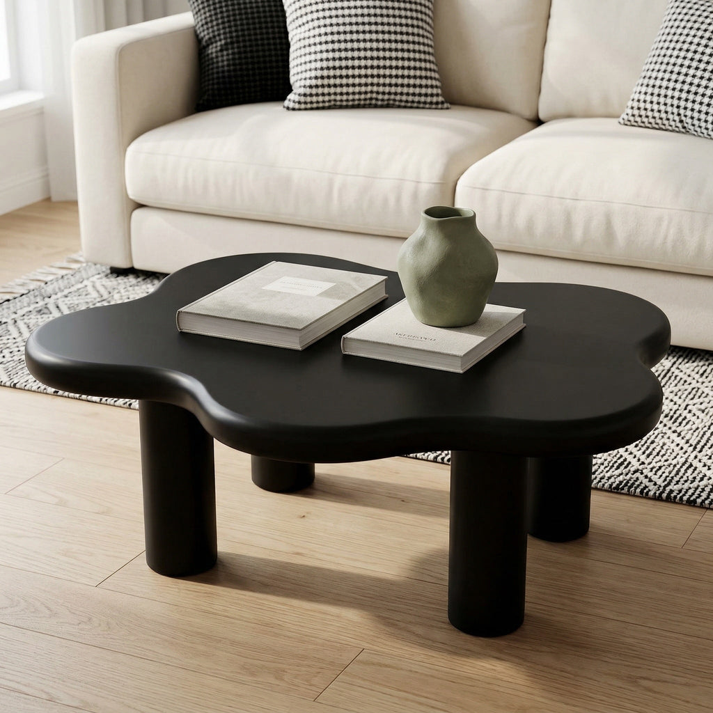 40'' Wood Cloud Coffee Table with 4 Round Legs