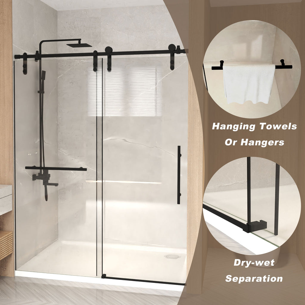 Frameless Sliding Shower Door - 5/16" Clear Tempered Glass