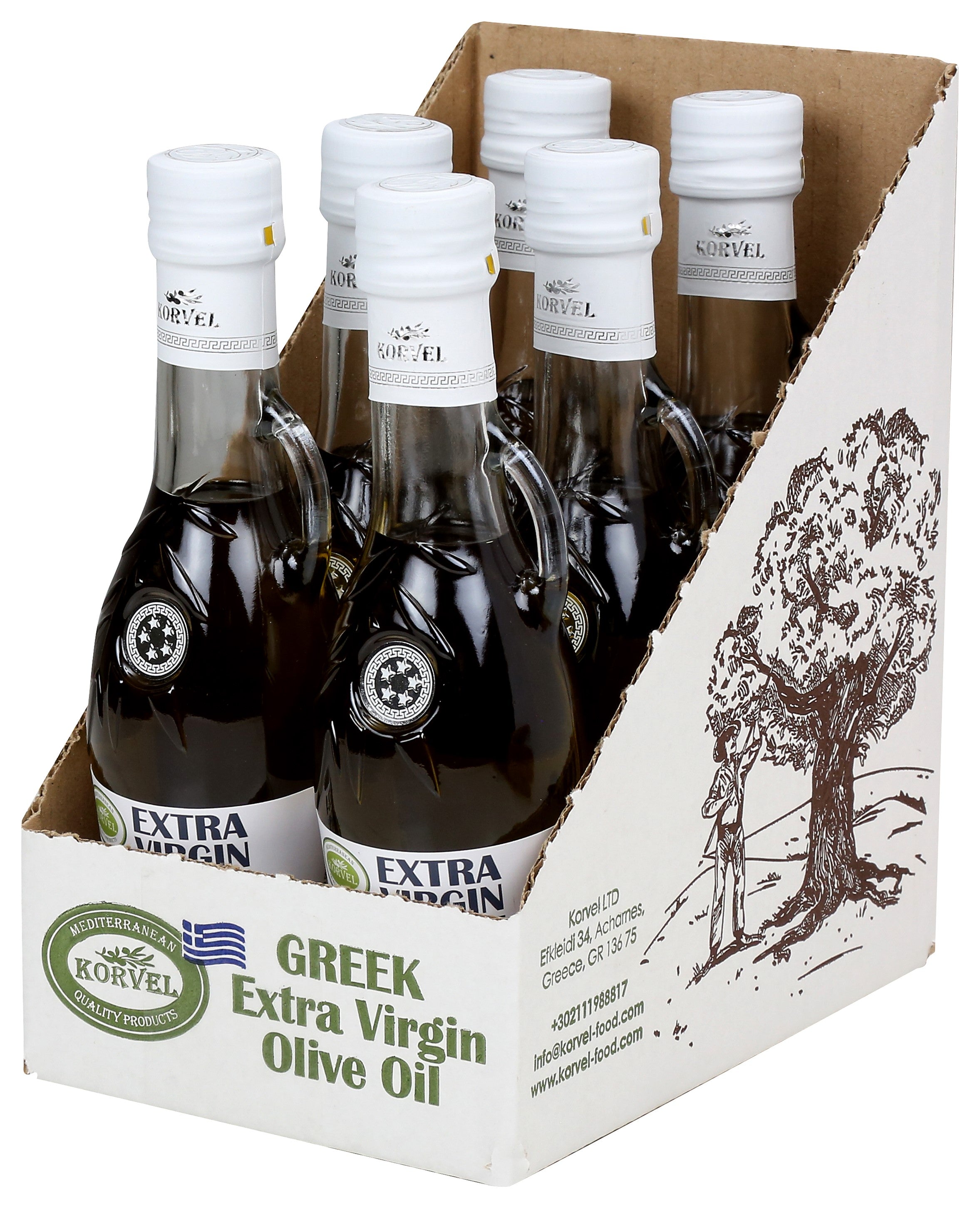 KORVEL Greek Extra Virgin Olive Oil - 6 Pack (8.45 fl oz each)