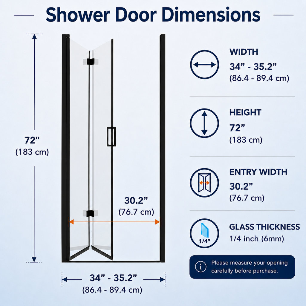 Semi-Frameless Folding Pivot Hinged Shower Door