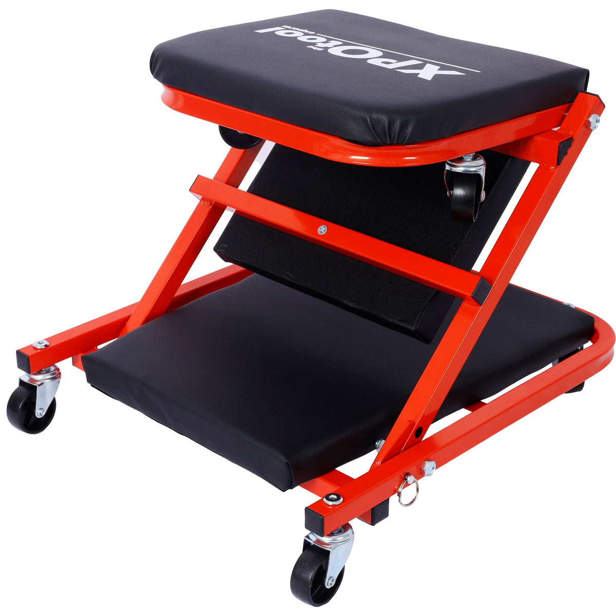 Red Z Creeper Mechanic Seat with Steel Frame and 6 Wheels - 2 in 1